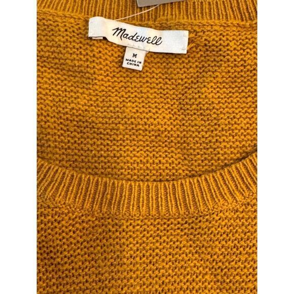 Madewell Women’s Mustard Yellow Knit Sweater Pullover Size Medium Cotton Blend - Picture 5 of 7